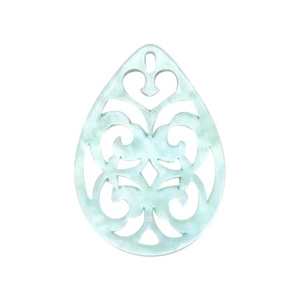 Resin pendants drop baroque 38x27mm Bleached Aqua