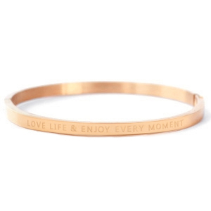 Stainless steel bracelets "LOVE LIFE AND ENJOY EVERY MOMENT" Rose Gold