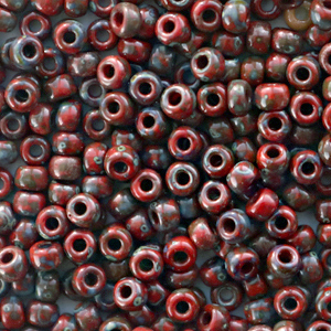 Miyuki seed beads 8/0 Opaque Picasso Red 8-4513