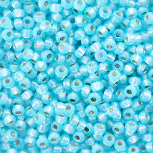 Miyuki seed beads 11/0 Silverlined Alabaster Dyed Aqua Blue 11-647