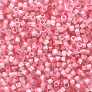 Miyuki beads delica's 11/0 Duracoat Semi Frosted Silverlined Dyed Honeysuckle Pink DB-2189