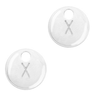 Metal charms initial X Antique Silver (nickel free)