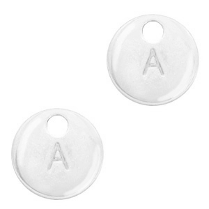 Metal charms initial A Antique Silver (nickel free)