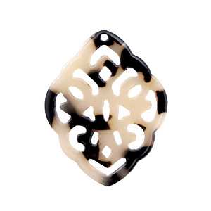 Resin pendants rhombus baroque Cream Black