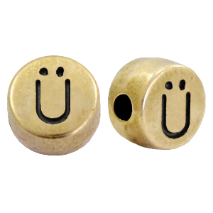 DQ European metal letter beads &Uuml; Antique Bronze (nickel free)