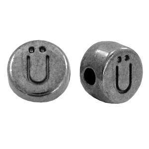 DQ European metal letter beads &Uuml; Gunmetal (nickel free)