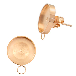Polaris steel earrings (with horizontal loop) setting for cabochon 12mm Rose Gold