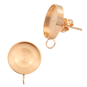 Polaris Steel earrings (with vertical loop) setting for cabochon 7mm/Swarovski SS34 Rose Gold