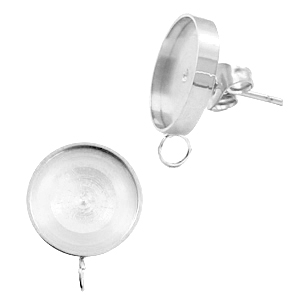 Polaris Steel earrings (with vertical loop) setting for cabochon 7mm/Swarovski SS34 Silver