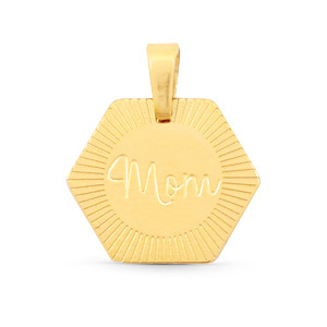 Stainless steel charms Hexagon "mom" Mix&Match Gold
