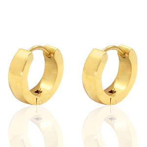 Stainless steel earrings creole flat 13mm Gold