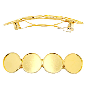 Settings hairpin metal for 4 cabochons 20 mm Gold
