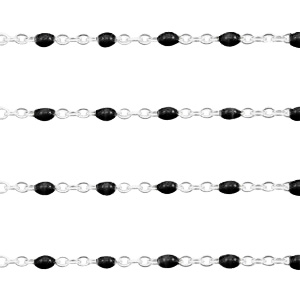 Stainless steel findings belcher chain 1mm Black-Silver
