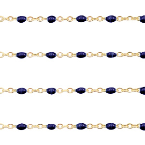 Stainless steel findings belcher chain 1mm Dark Blue-Gold