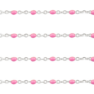 Stainless steel findings belcher chain 1mm Fuchsia-Silver