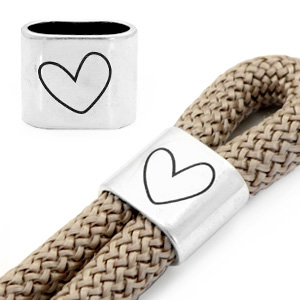 DQ European metal sliders "HEART" Antique Silver (nickel free)