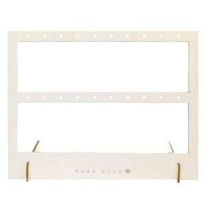 Jewellery display Bamboo two rows for earrings "made with &hearts;" Natural (natural wood colour)