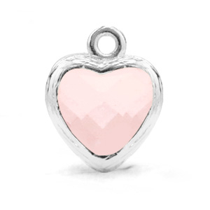 Crystal glass charms heart Rose Alabaster-Silver
