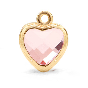 Crystal glass charms heart Light Pink-Gold