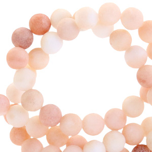 Natural stone beads Chalcedony (Quartz) 6mm matt Multicolour Beige Rose