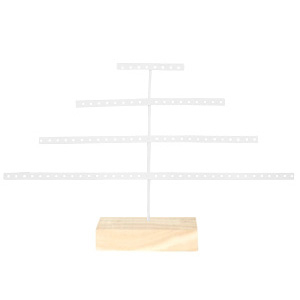 Jewellery display pyramide with wooden standard White-Natural