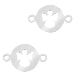 Stainless steel charms connector angel Silver