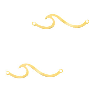 Stainless steel charms connector wave Gold