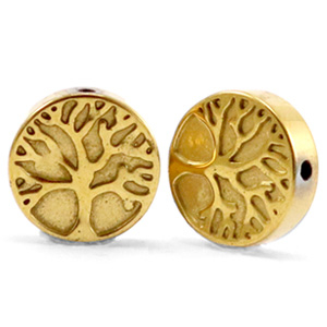Hematite beads tree of life 10mm Gold