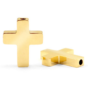 Stainless steel beads cross Gold