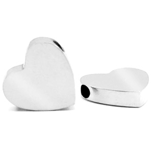 Stainless steel beads heart Silver