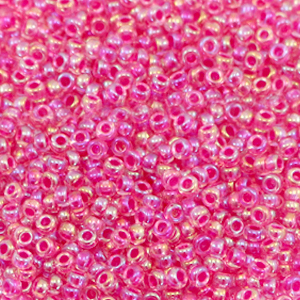 Miyuki seed beads 11/0 Hot Pink Lined Crystal AB 11-355