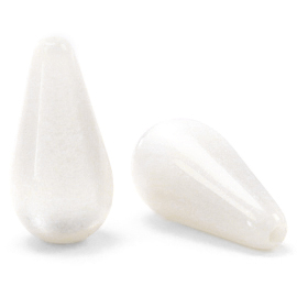 Super Polaris Elements drop shaped beads shiny Bianco White