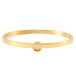 Polaris Steel bangle bracelet with setting for 7mm cabochon/Swarovski SS34 Gold