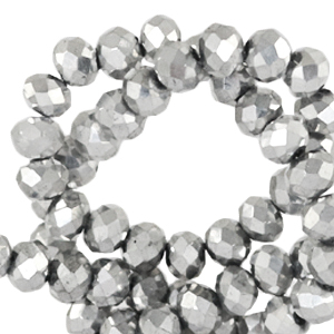 Top faceted beads 6x4mm disc Silver Metallic-Pearl Shine Coating