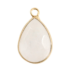 Natural stone charms Milky Quartz drop White Crystal-Gold