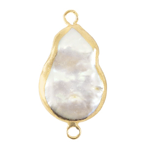 BQ Freshwater pearls connector asymmetric drop Gold-Natural White