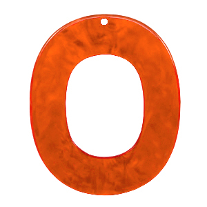Resin pendants oval 48x40mm Tangerine Tango Orange