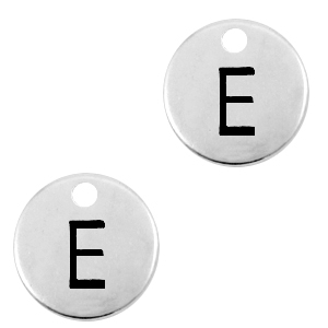 DQ European metal charms initial E Antique Silver (nickel free)