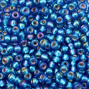 Miyuki seed beads 8/0 Silverlined Capri Blue AB 8-1025