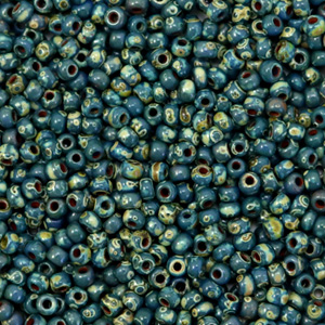 Miyuki seed beads 11/0 Opaque Picasso Dark Teal Green 11-4516