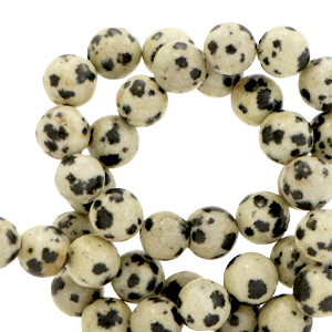Natural stone beads Dalmatian Stone 6mm Elm Grey-Greige