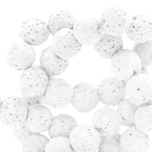 Natural stone beads Lava matt 8mm White