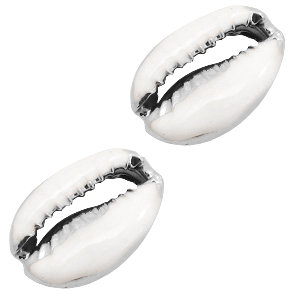 Shell beads specials Cowrie Half White-Silver