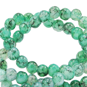 6 mm marbled glass beads Green Ash