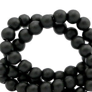 4 mm glass beads matt Black