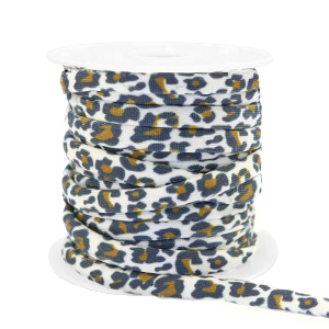 Stitched elastic ribbon leopard White-Brown