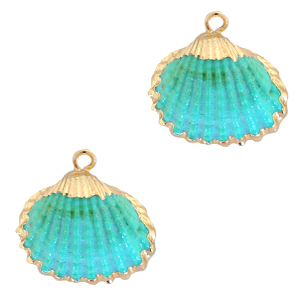 Shell pendant specials Cockles Gold-Turquoise Blue