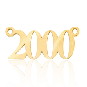 Stainless steel charms / connector year 2000 Gold