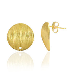 Brass TQ metal earpin round 15mm with eye Gold