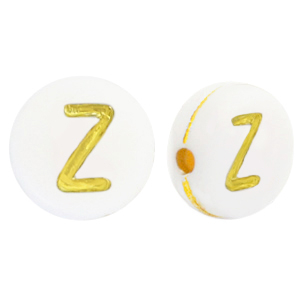 Acrylic letter beads Z White-Gold